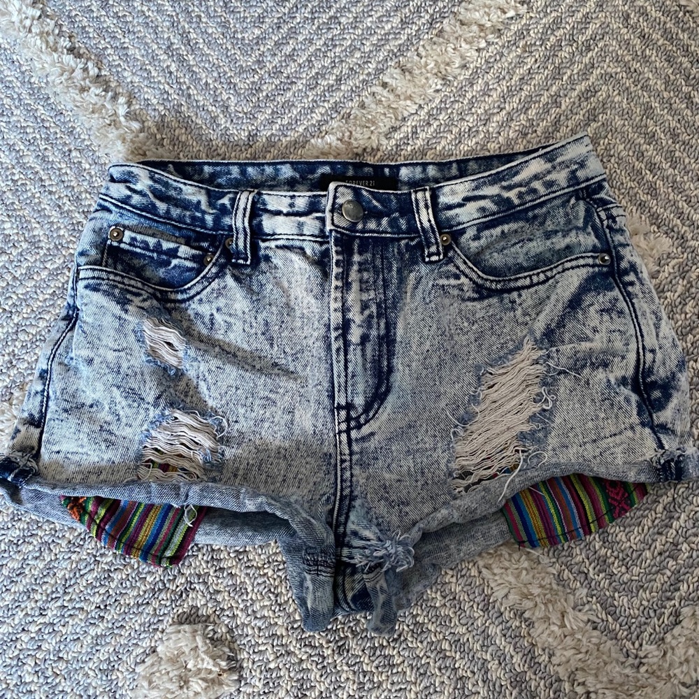 Acid wash shorts